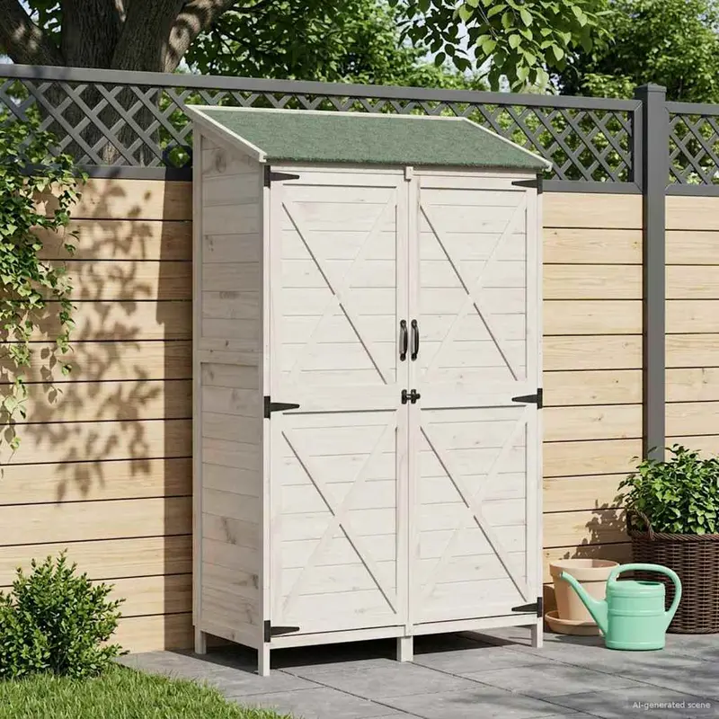 Vidaxl tuinschuur wit 106 x 56 x 176,5 cm massief vurenhout