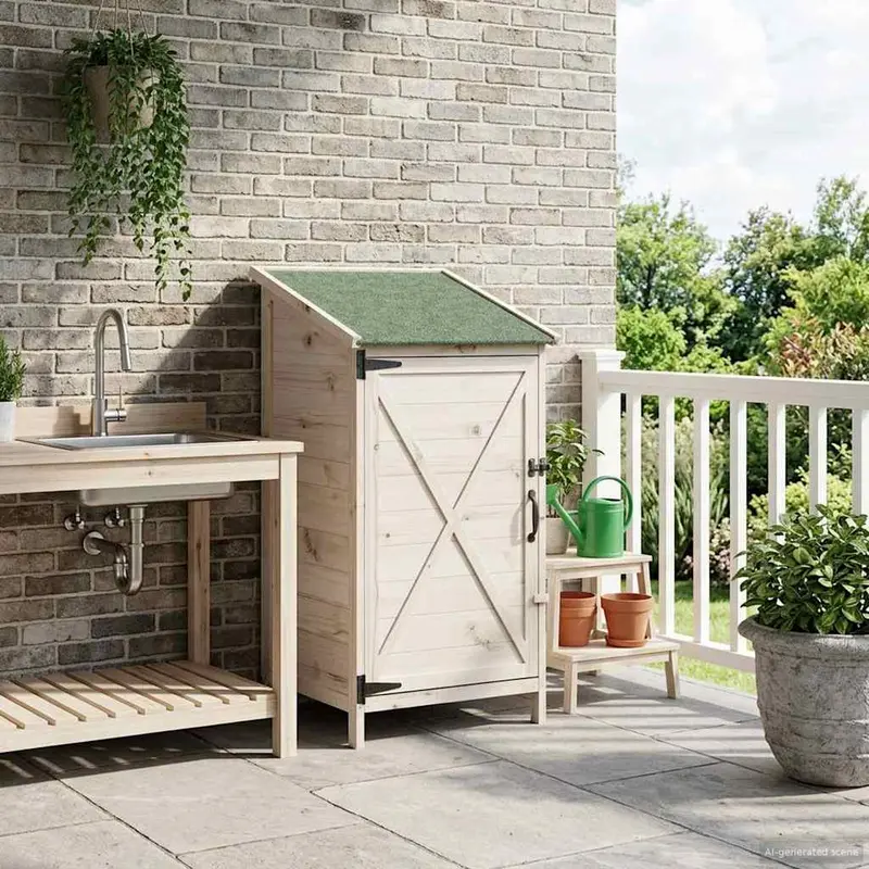 Vidaxl tuinschuur wit 59,5 x 56 x 113,5 cm massief vurenhout