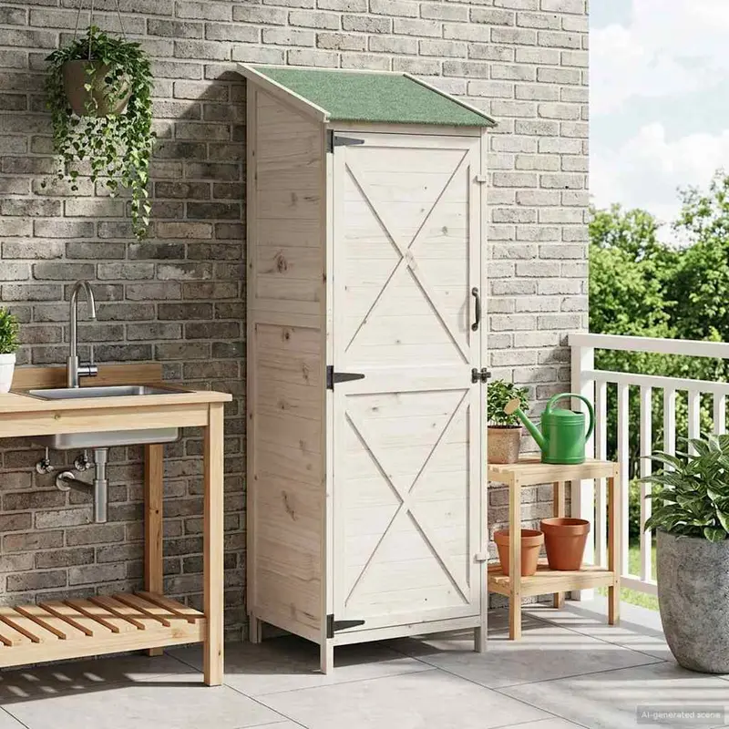 Vidaxl tuinschuur wit 59,5 x 56 x 176,5 cm massief vurenhout