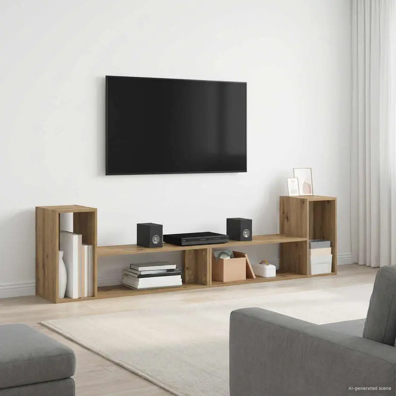 Vidaxl tv-kast 100 x 30 x 50 cm artisanaal eiken bewerkt hout