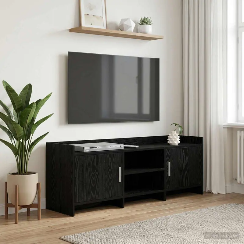 Vidaxl tv-kast 130 x 33 x 47 cm zwart eiken bewerkt hout