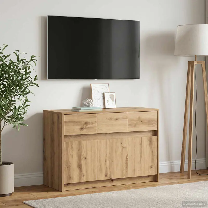 Vidaxl tv-kast 91 x 34 x 61 cm artisanaal eiken bewerkt hout