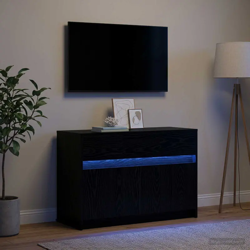 Vidaxl tv-kast 91 x 34 x 61 cm zwart eiken bewerkt hout