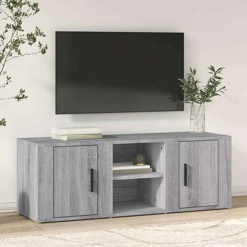 Vidaxl tv-meubel 100x31,5x35 cm bewerkt hout grijs sonoma eikenkleurig