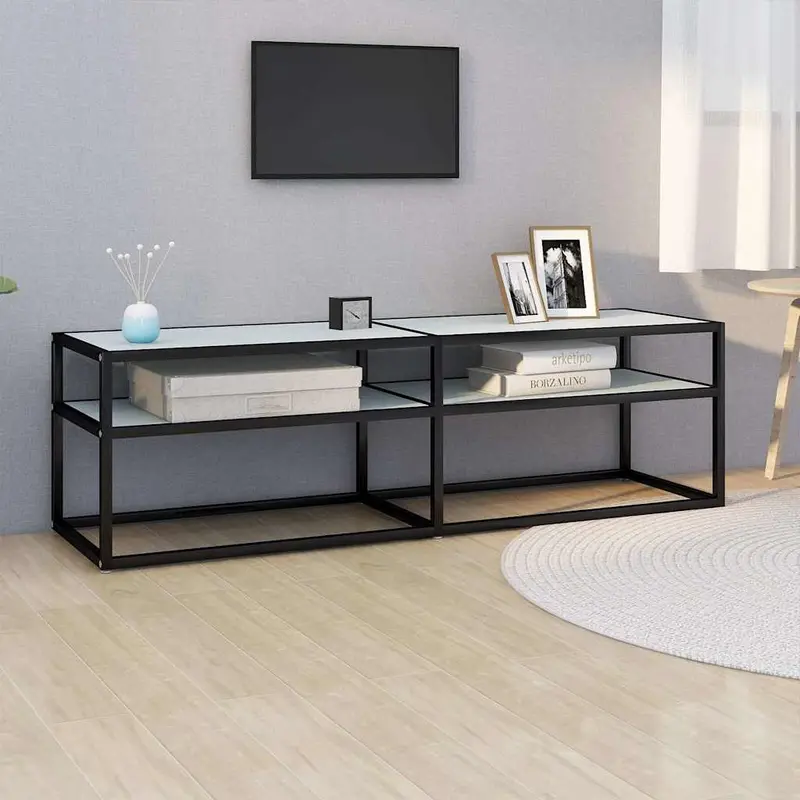 Vidaxl tv-meubel 140x40x40,5 cm gehard glas witmarmerkleurig