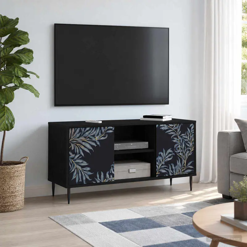 Vidaxl tv-meubel dokkum 102 x 33 x 51 cm zwart eiken bewerkt hout