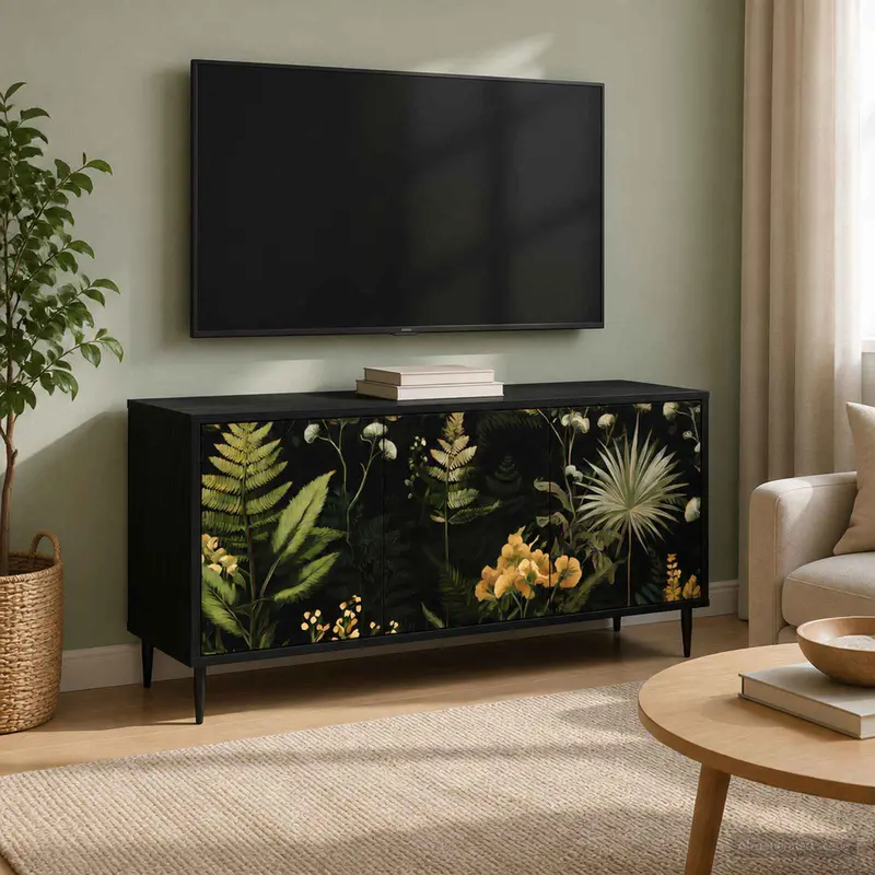 Vidaxl tv-meubel rhenen 102 x 33 x 51 cm zwart eiken bewerkt hout
