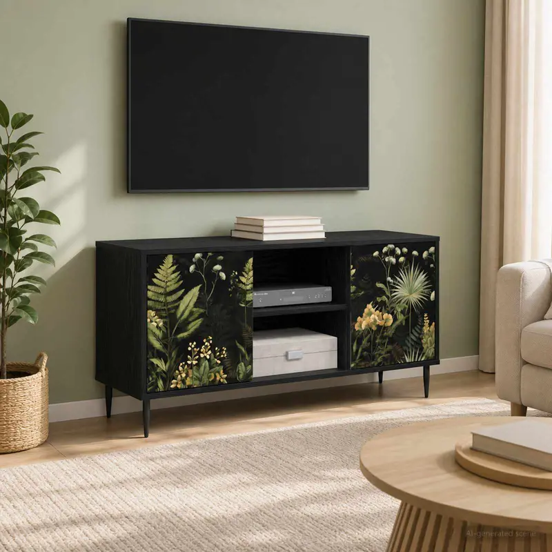 Vidaxl tv-meubel rhenen 102 x 33 x 51 cm zwart eiken bewerkt hout