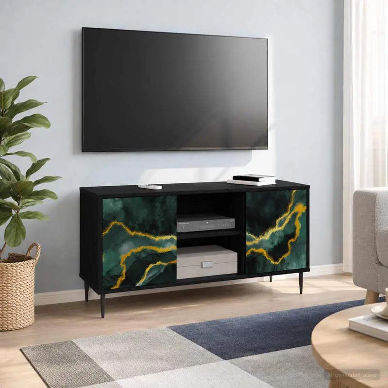 Vidaxl tv-meubel wijhe 102 x 33 x 51 cm zwart eiken bewerkt hout