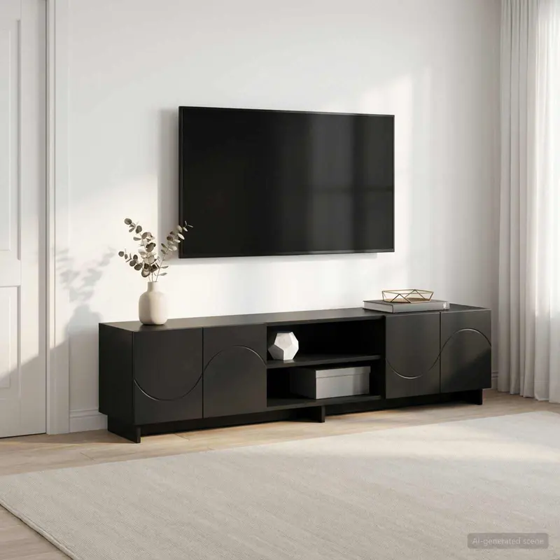 Vidaxl tv-standaard 180 x 34,5 x 40 cm zwart bewerkt hout