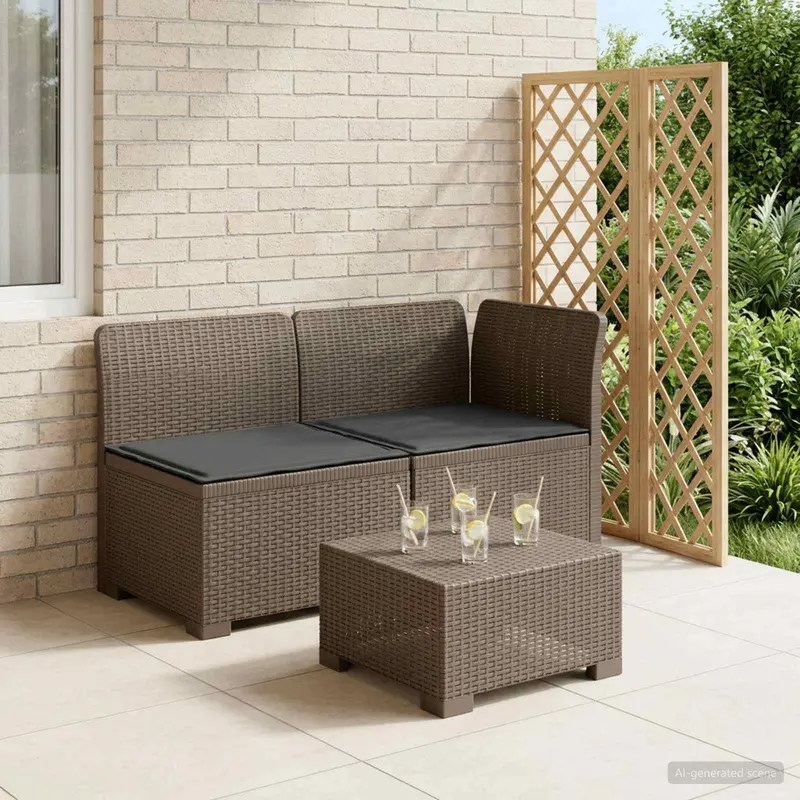 Vidaxl tweedelige tuinbank met kussens rattan look 2-zits pp