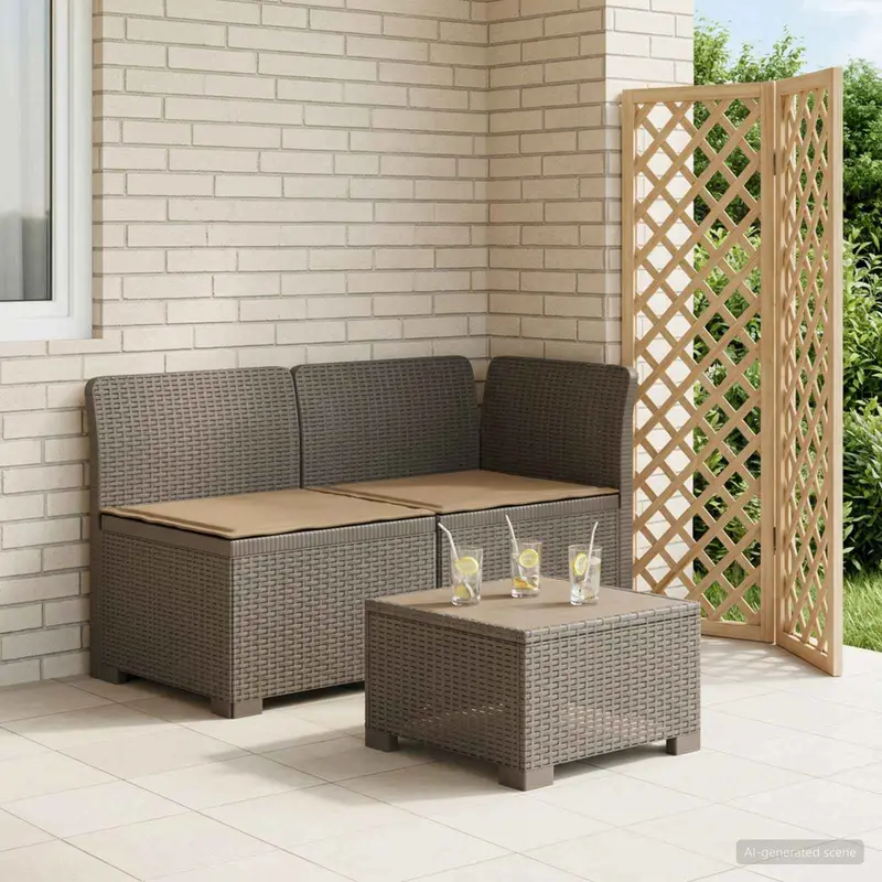 Vidaxl tweedelige tuinbank met kussens rattan look 2-zits pp