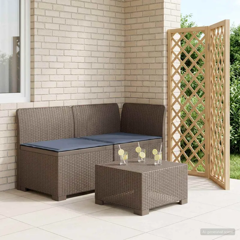 Vidaxl tweedelige tuinbank met kussens rattan look 2-zits pp