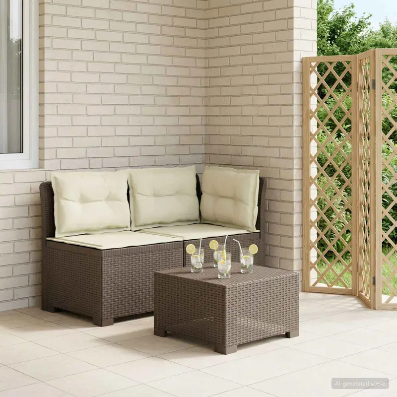Vidaxl tweedelige tuinbank met kussens rattan look 2-zits pp