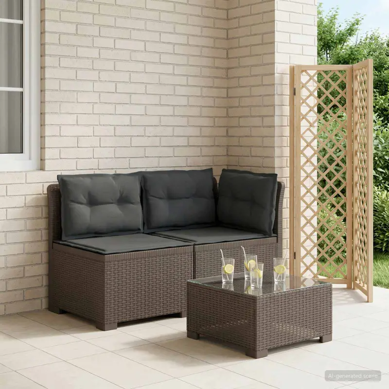 Vidaxl tweedelige tuinbank met kussens rattan look 2-zits pp