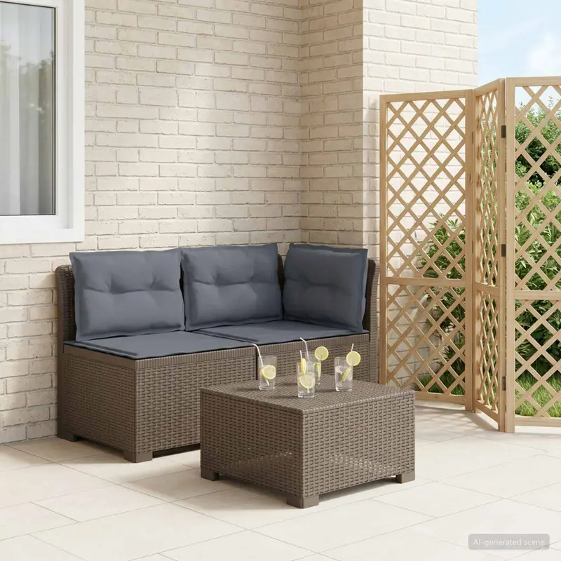Vidaxl tweedelige tuinbank met kussens rattan look 2-zits pp