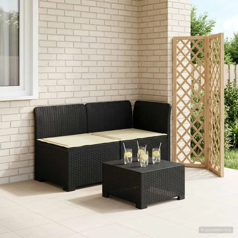 Vidaxl tweedelige tuinbank met kussens rattan look 2-zits pp antraciet