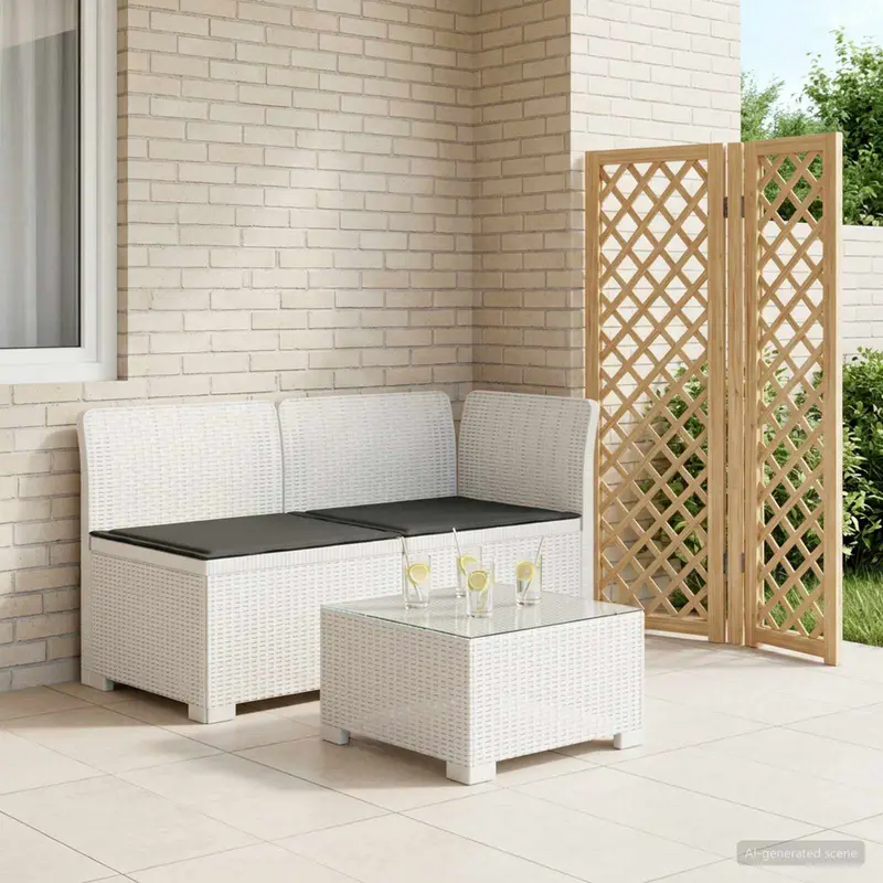 Vidaxl tweedelige tuinbank met kussens rattan look 2-zits pp wit