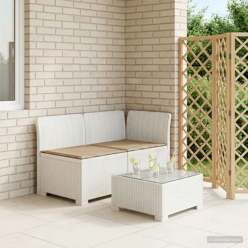 Vidaxl tweedelige tuinbank met kussens rattan look 2-zits pp wit
