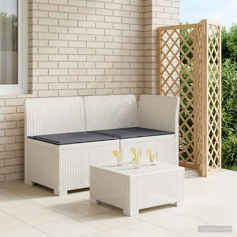 Vidaxl tweedelige tuinbank met kussens rattan look 2-zits pp wit