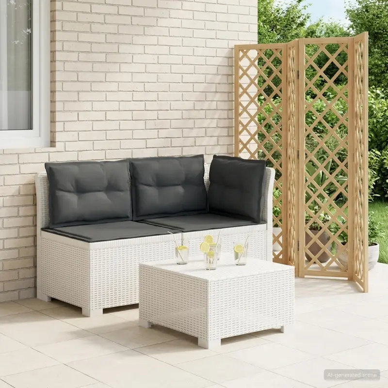 Vidaxl tweedelige tuinbank met kussens rattan look 2-zits pp wit