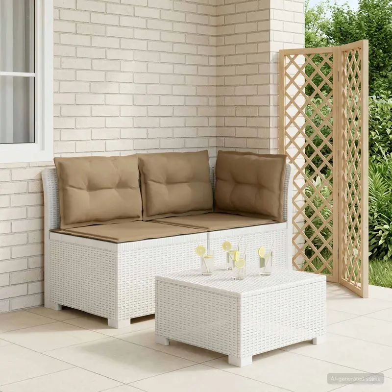 Vidaxl tweedelige tuinbank met kussens rattan look 2-zits pp wit