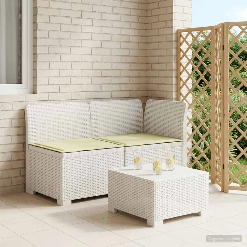 Vidaxl tweedelige tuinbank met kussens rattan look 2-zits pp wit