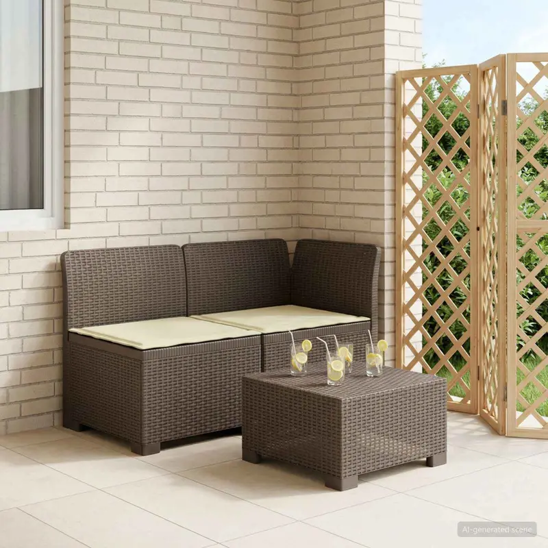 Vidaxl tweedelige tuinbank met kussens rattan look 2-zits pp