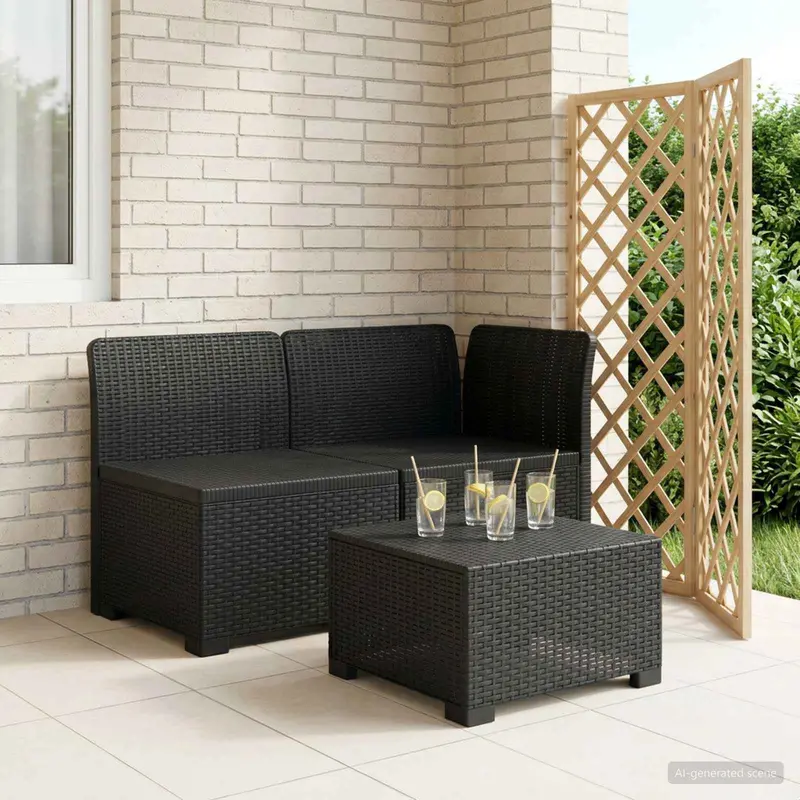 Vidaxl tweedelige tuinbank rattan look 2-zits pp antraciet