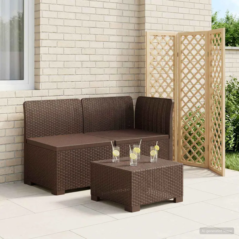 Vidaxl tweedelige tuinbank rattan look 2-zits pp bruin