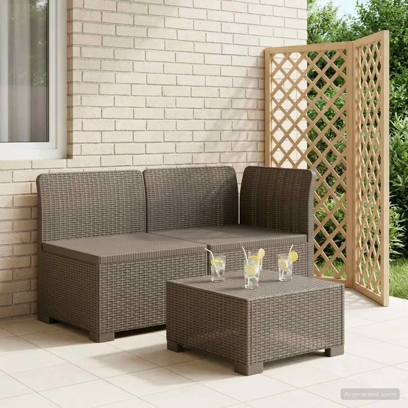 Vidaxl tweedelige tuinbank rattan look 2-zits pp lichtgrijs