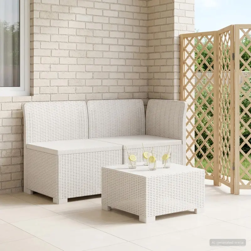 Vidaxl tweedelige tuinbank rattan look 2-zits pp wit