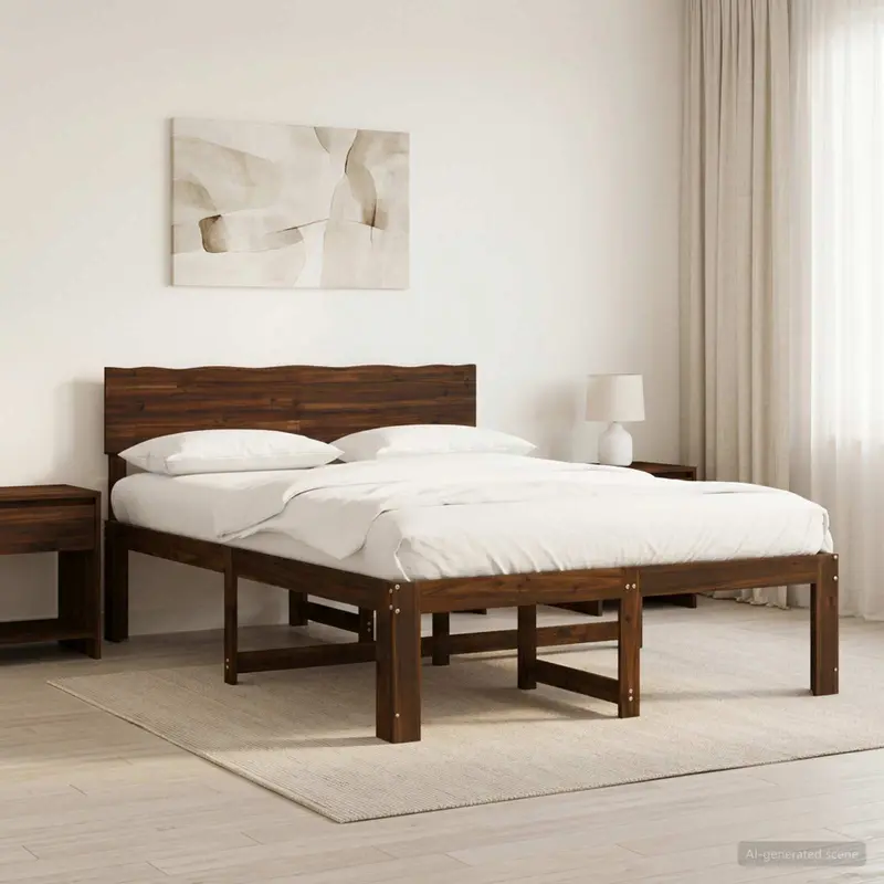 Vidaxl tweepersoonsbed met hoofdeinde rostock donkerbruin 120 x 190 cm