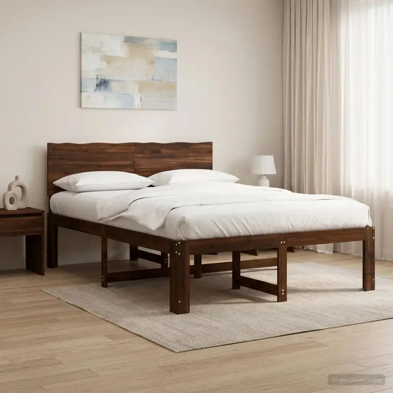 Vidaxl tweepersoonsbed met hoofdeinde rostock donkerbruin 120 x 190 cm