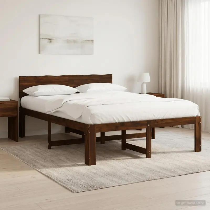 Vidaxl tweepersoonsbed met hoofdeinde rostock donkerbruin 120 x 190 cm