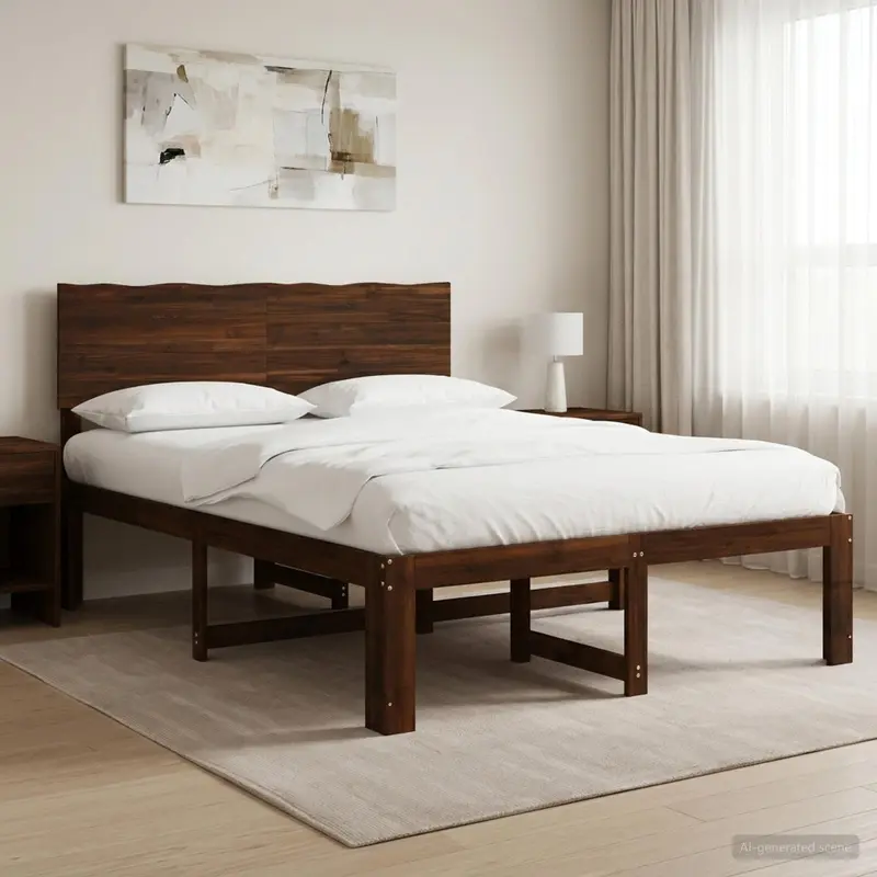 Vidaxl tweepersoonsbed met hoofdeinde rostock donkerbruin 120 x 190 cm