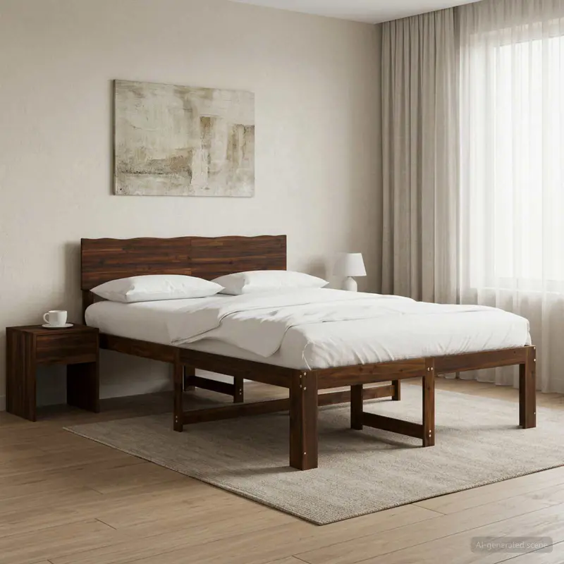 Vidaxl tweepersoonsbed met hoofdeinde rostock donkerbruin 120 x 200 cm