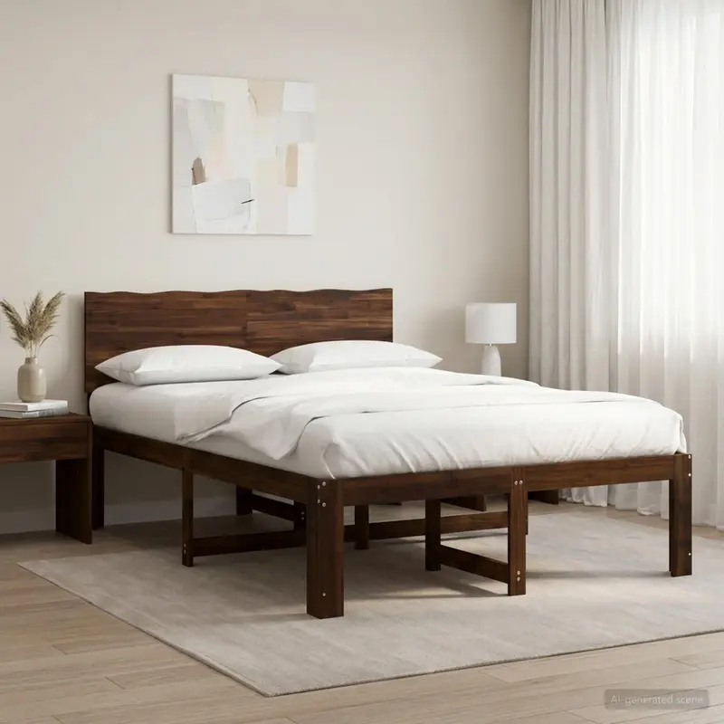 Vidaxl tweepersoonsbed met hoofdeinde rostock donkerbruin 120 x 200 cm