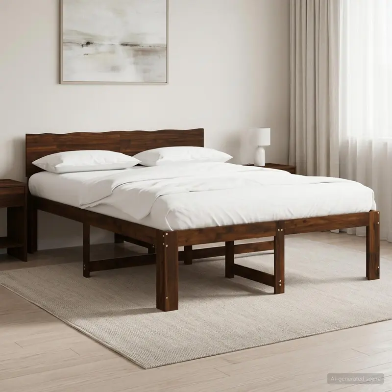 Vidaxl tweepersoonsbed met hoofdeinde rostock donkerbruin 120 x 200 cm