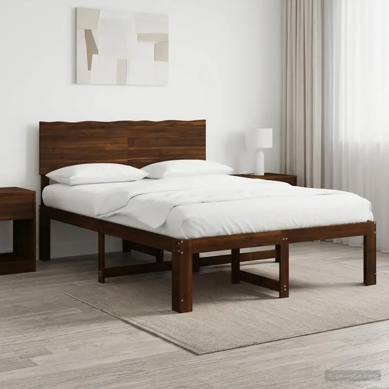 Vidaxl tweepersoonsbed met hoofdeinde rostock donkerbruin 120 x 200 cm