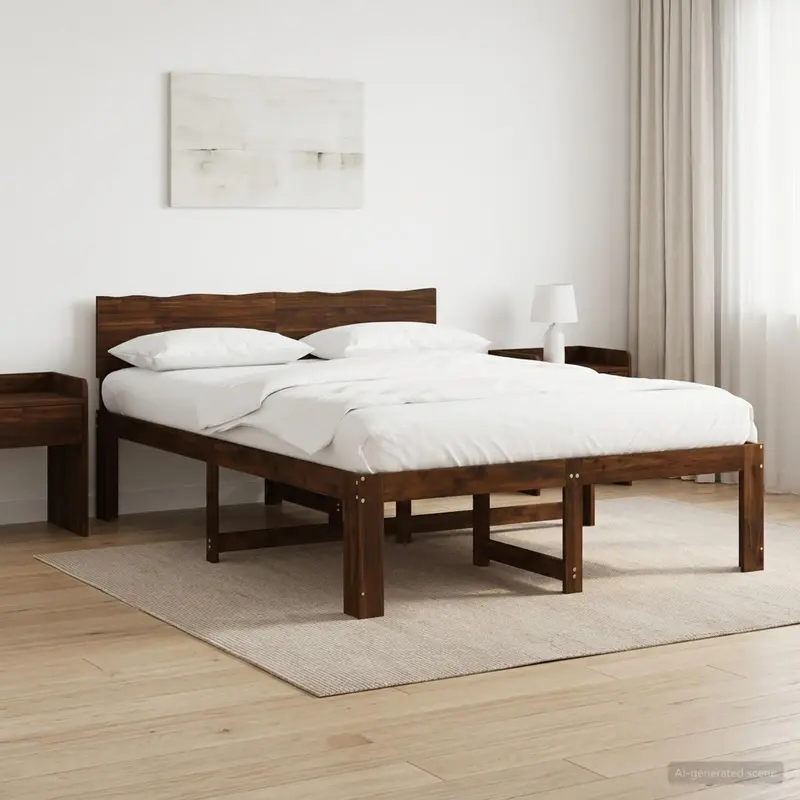 Vidaxl tweepersoonsbed met hoofdeinde rostock donkerbruin 135 x 190 cm