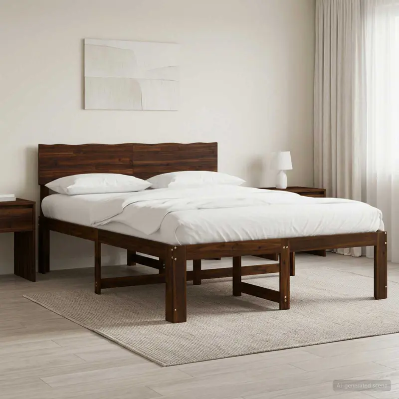 Vidaxl tweepersoonsbed met hoofdeinde rostock donkerbruin 135 x 190 cm