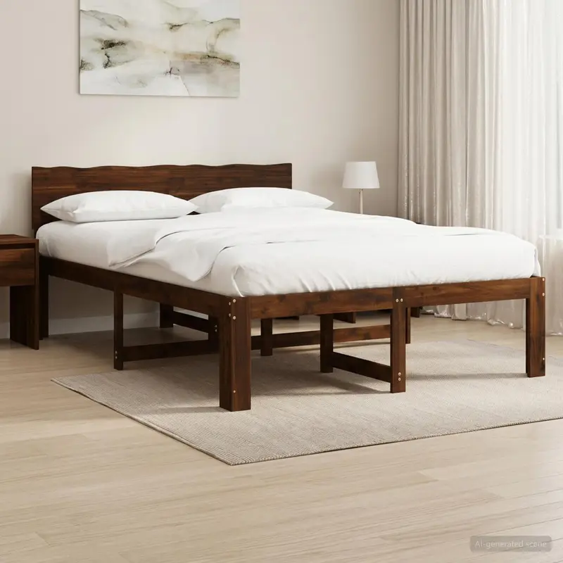 Vidaxl tweepersoonsbed met hoofdeinde rostock donkerbruin 140 x 200 cm