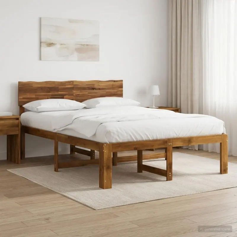 Vidaxl tweepersoonsbed met hoofdeinde rostock naturel 120 x 190 cm