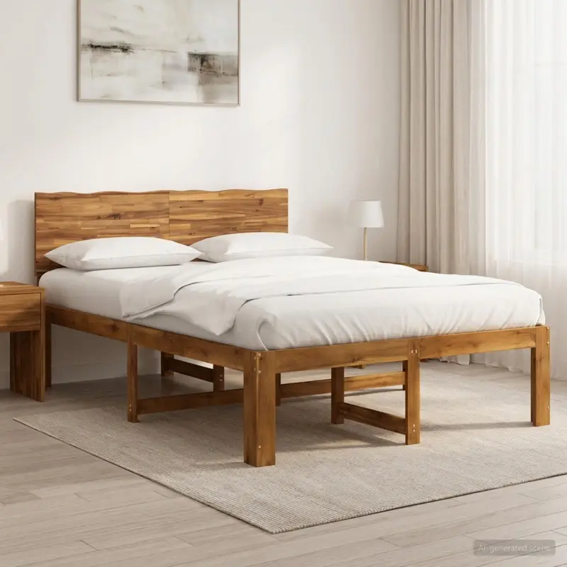 Vidaxl tweepersoonsbed met hoofdeinde rostock naturel 120 x 190 cm