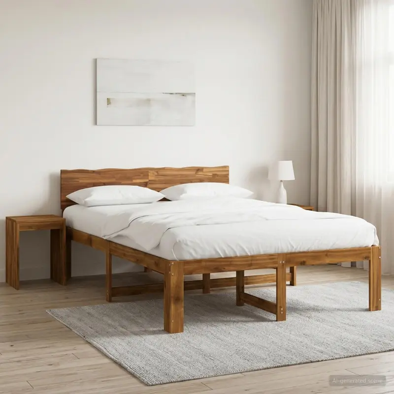 Vidaxl tweepersoonsbed met hoofdeinde rostock naturel 120 x 190 cm