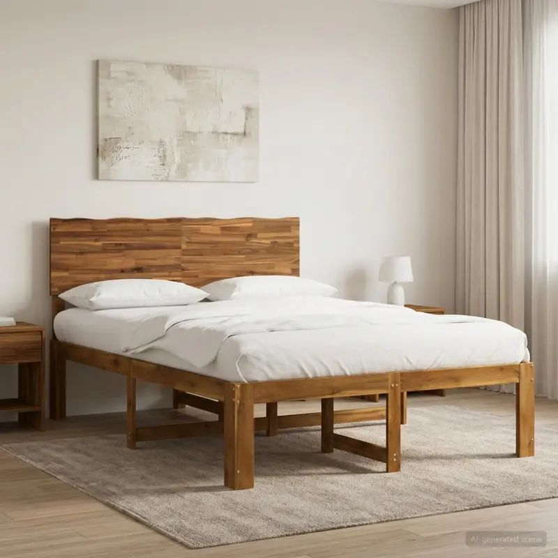 Vidaxl tweepersoonsbed met hoofdeinde rostock naturel 120 x 190 cm