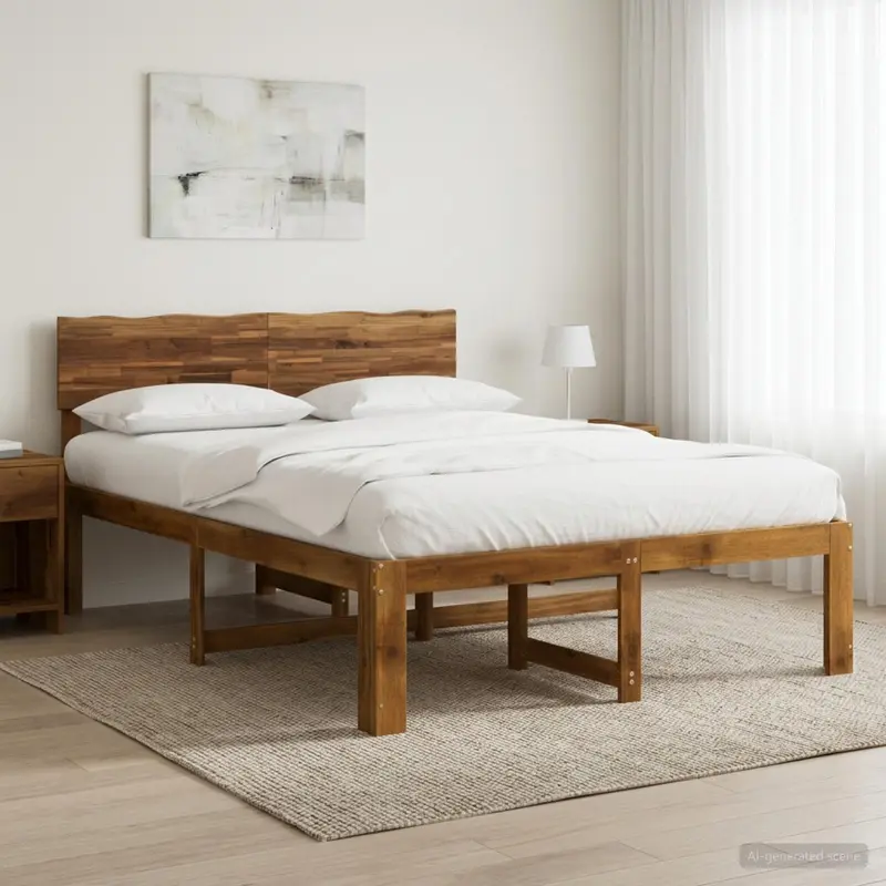 Vidaxl tweepersoonsbed met hoofdeinde rostock naturel 120 x 200 cm