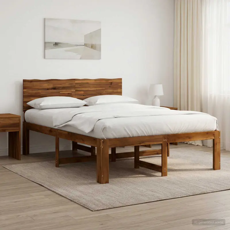 Vidaxl tweepersoonsbed met hoofdeinde rostock naturel 120 x 200 cm