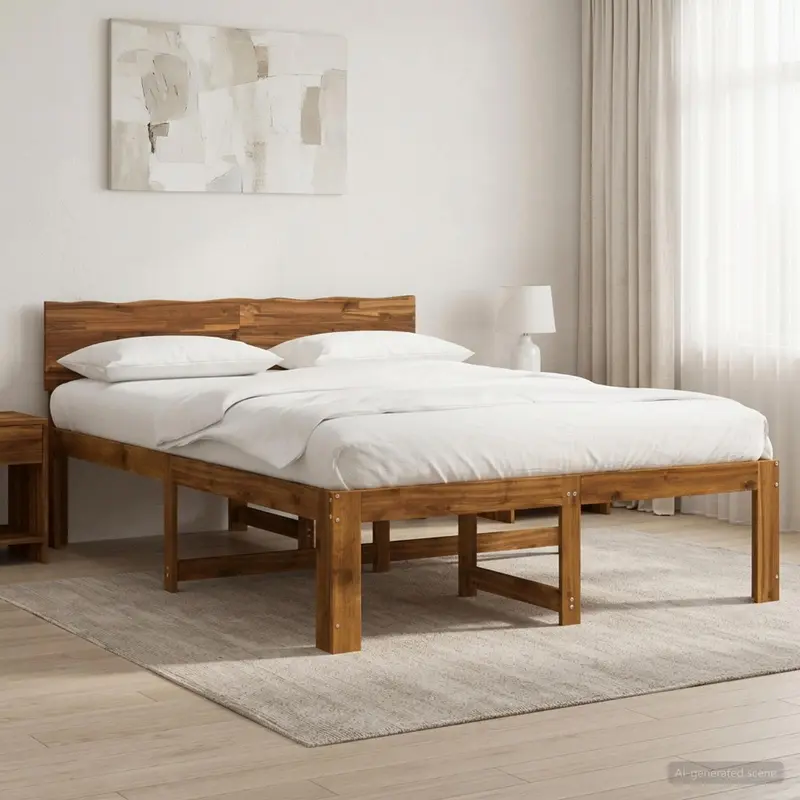 Vidaxl tweepersoonsbed met hoofdeinde rostock naturel 120 x 200 cm